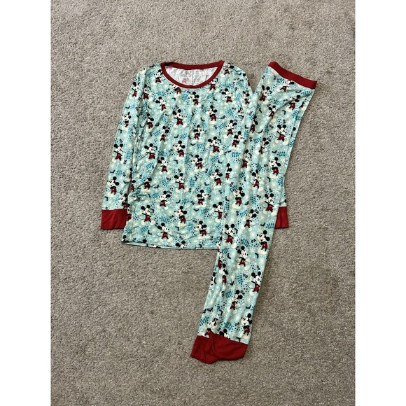 Little Sleepies Mickey Mouse DISNEY CHRISTMAS  Two Piece Pajamas Size 16 - Picture 1 of 2